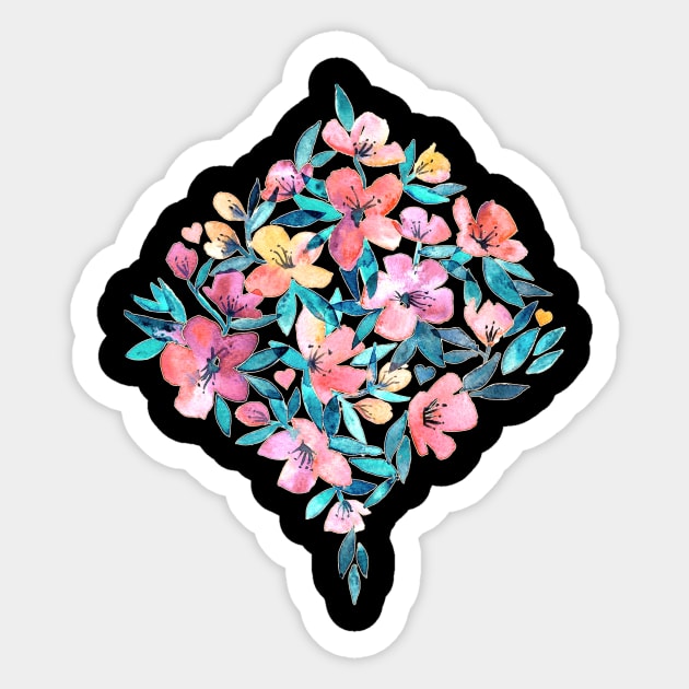 Peach Spring Floral in Watercolors Sticker by micklyn